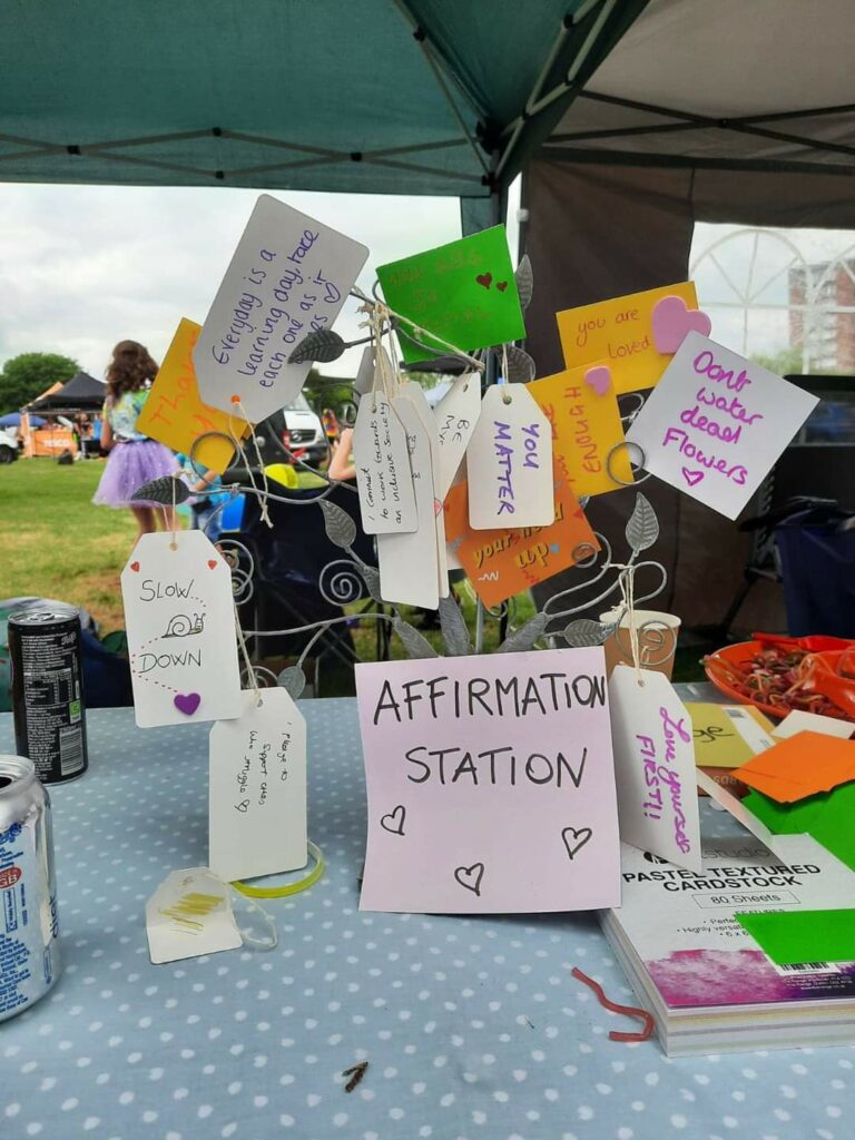 Affirmation cards on table
