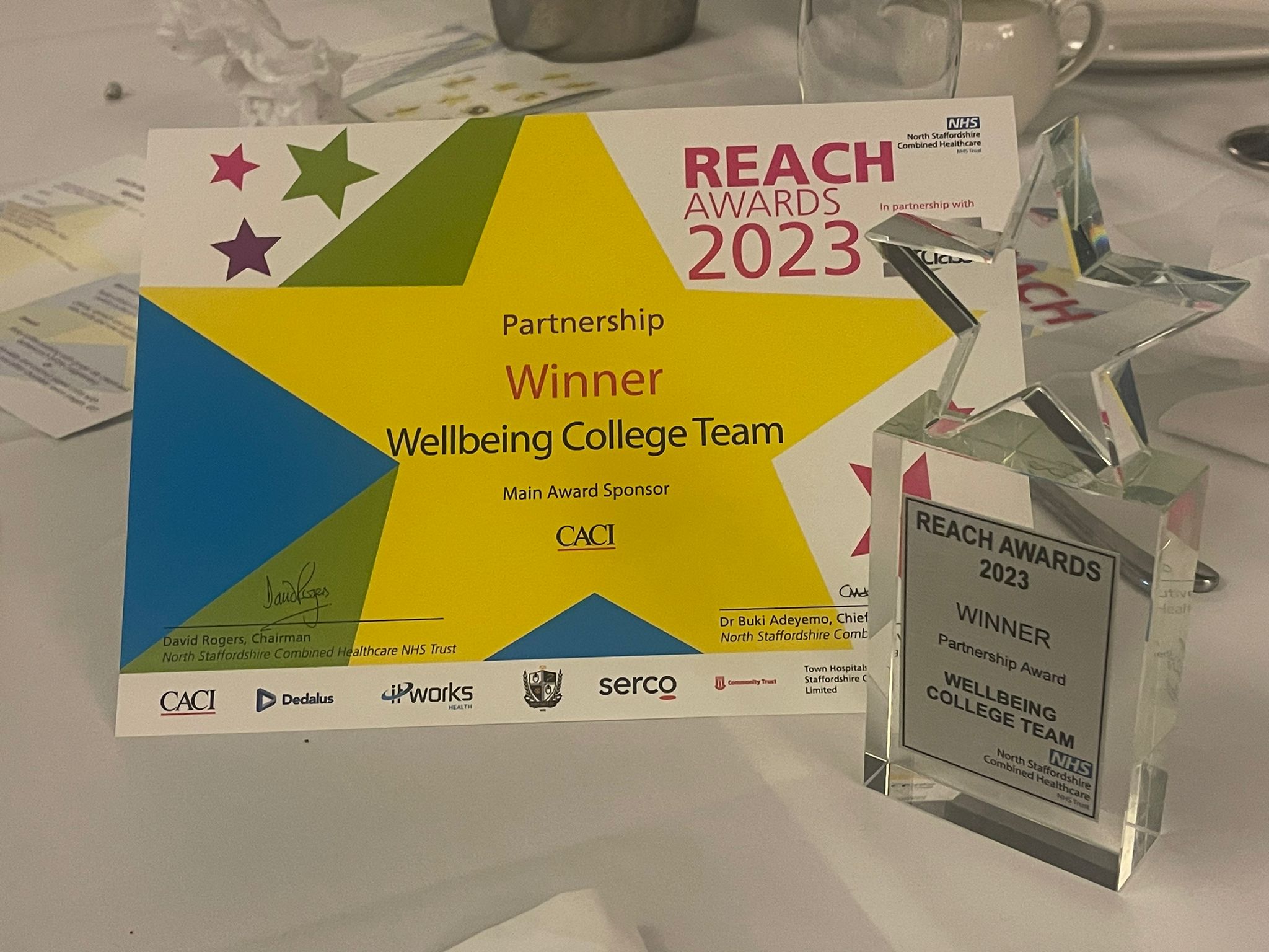 REACH award for Partnership of the year 2023, Wellbeing College